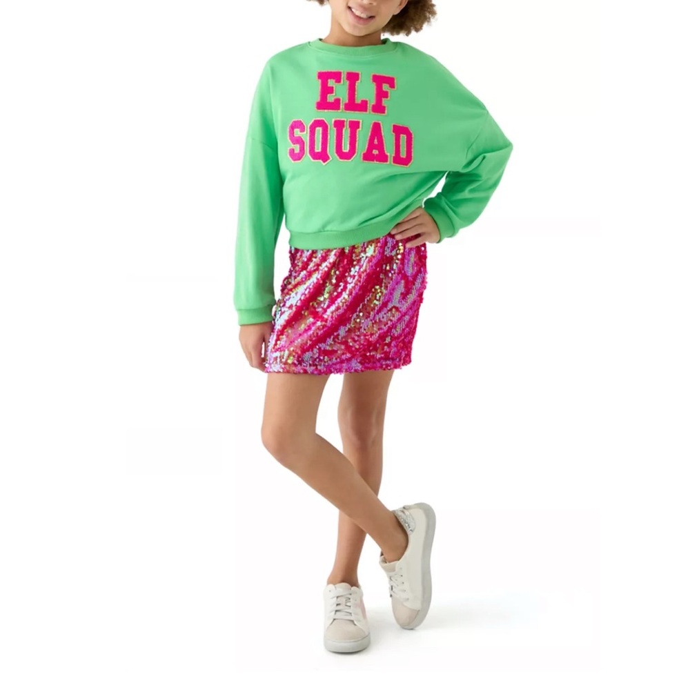 Rare Editions
Girls Size 10 Elf Squad Popover Green and Pink Sequin Dress
